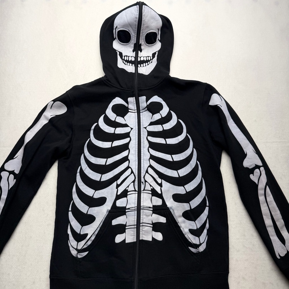 Xxx Rude Skeleton Hoodie Black Full Zip Hot Topic Size Medium